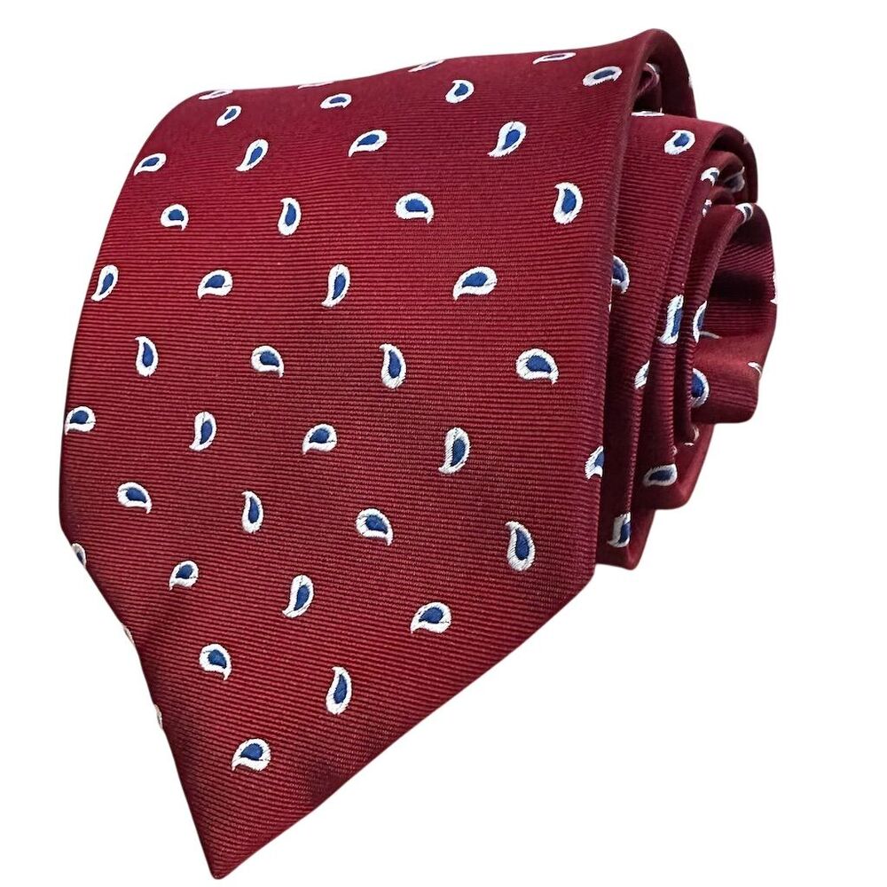 HATHAWAY Men's Red Paisley Silk‎ Blend Necktie 57” x 4”